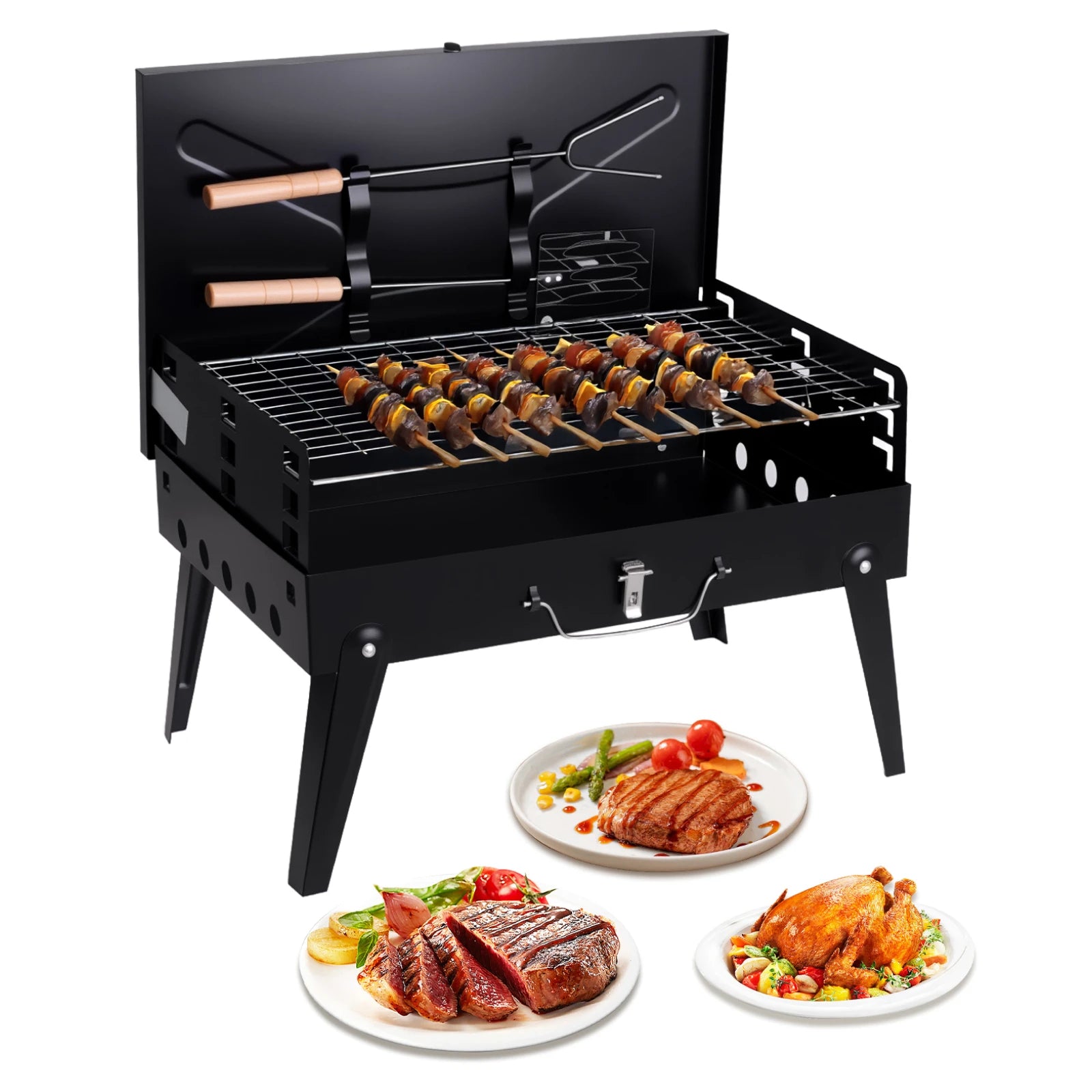 Foldable BBQ Grill with Adjustable Heights Main image