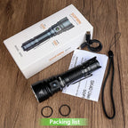 Tactical Flashlight 3200 Lumen Rechargeable – Luna Outdoors Dual Switch, 580m Beam