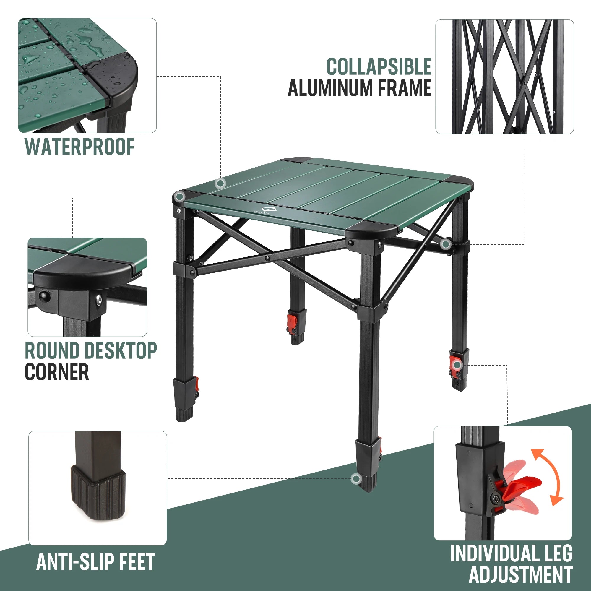 Folding Camping Square Table with Carry Bag