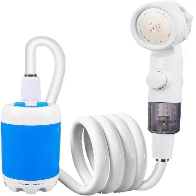 Luna Outdoors USB-C rechargeable camping shower pump with massage shower head