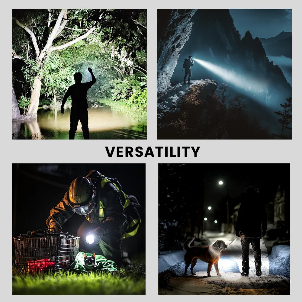 Tactical Flashlight 3200 Lumen Rechargeable – Luna Outdoors Dual Switch, 580m Beam