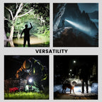 Tactical Flashlight 3200 Lumen Rechargeable – Luna Outdoors Dual Switch, 580m Beam