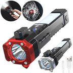 Super Bright Flashlight with Safety Hammer and Strong Magnets