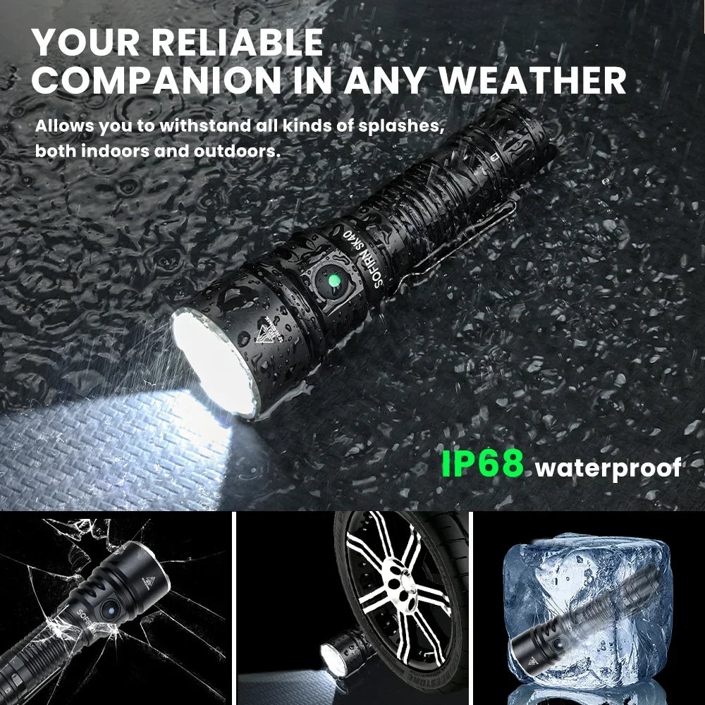Tactical Flashlight 3200 Lumen Rechargeable – Luna Outdoors Dual Switch, 580m Beam