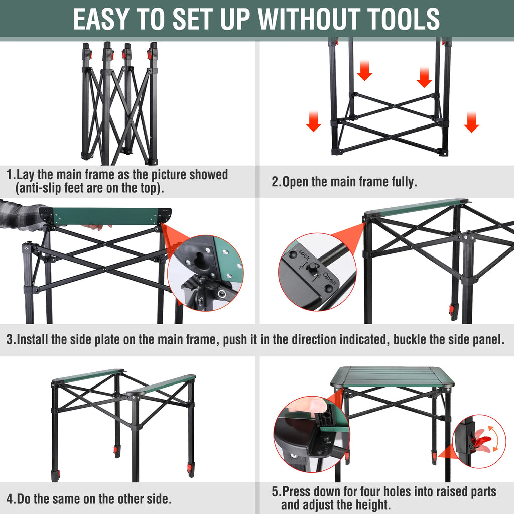 Folding Camping Square Table with Carry Bag