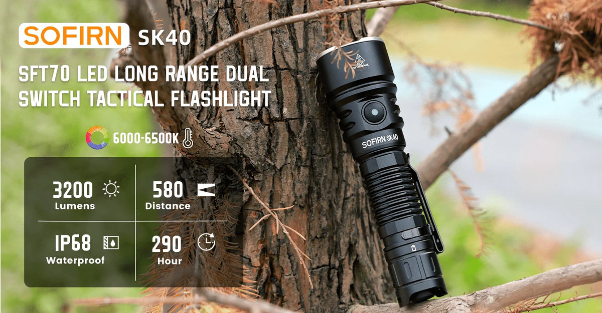 Tactical Flashlight 3200 Lumen Rechargeable – Luna Outdoors Dual Switch, 580m Beam