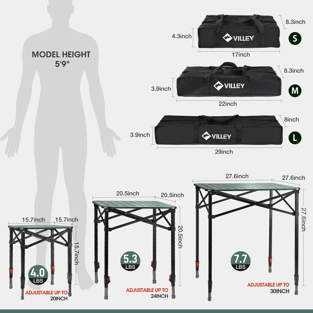 Folding Camping Square Table with Carry Bag