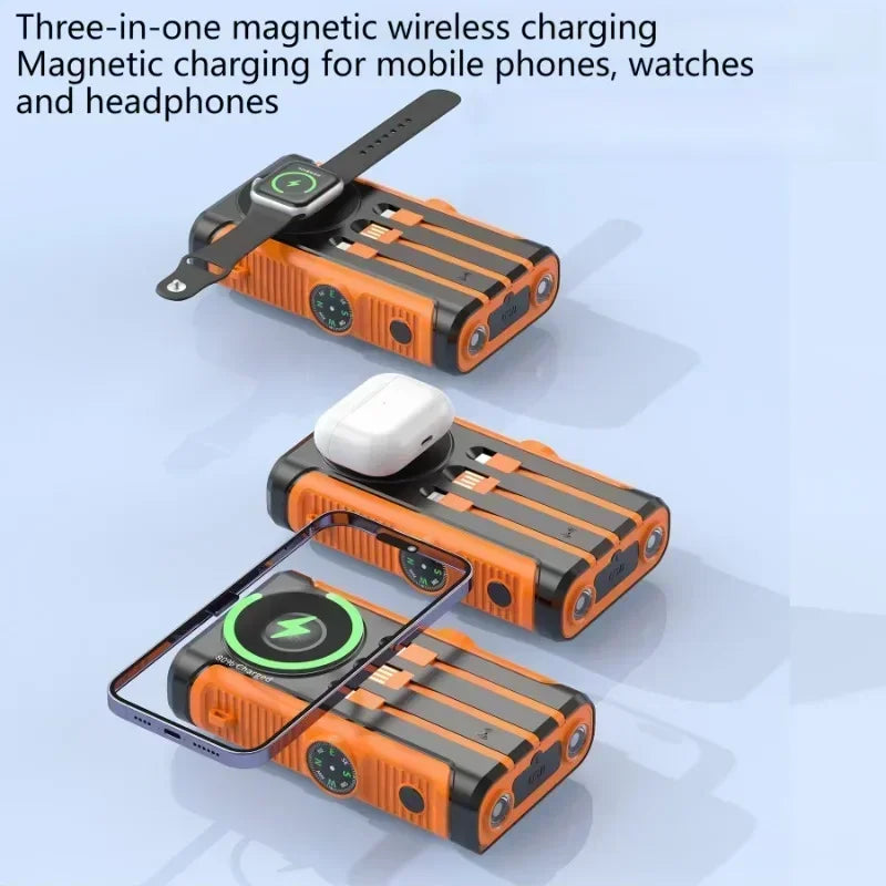 Magnetic Wireless Camping Powerbank with Cables